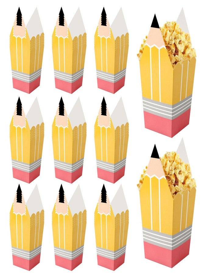 Demonwer 36 Pcs Pencil Popcorn Boxes Back to School Candy Boxes Mini Popcorn Holders Teacher Gift First of School Treat Boxes Party Favors for Thank Teacher School Classroom Decoration - Image 1